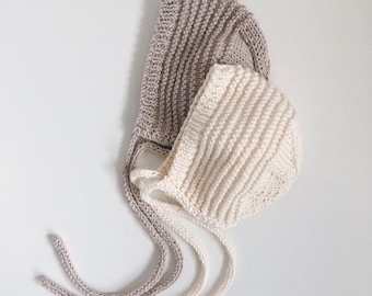 Gorro de bebé de algodón tejido a mano: Gorro clásico de estilo vintage para recién nacidos, gorro de Pascua.