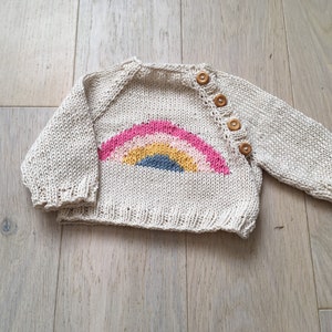 Handknit Rainbow Jumper Baby Sweater 100% Cotton yarn Other colours available Unisex Gender Neutral Baby Knits
