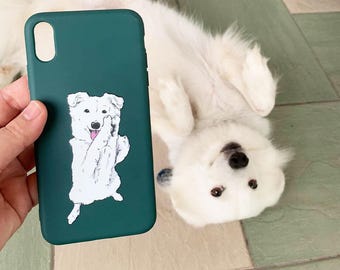 Custom Hand Drawn Pet Photo Phone Case with Name – Personalized Dog & Cat Portrait