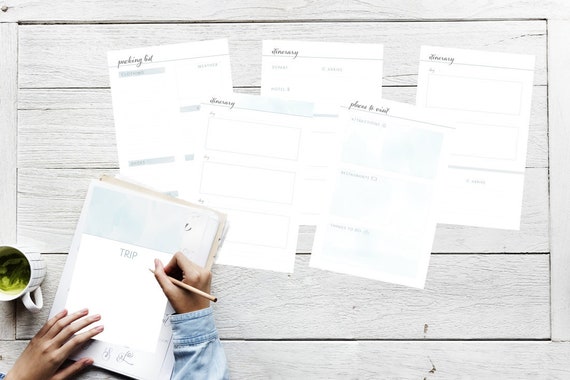 Slate Blue Minimalist Trip Planner Pack Bullet Journal Printable Travel Itinerary Template Slate Blue Minimalist Trip Planner Pack Bullet Journal Printable Travel Itinerary Template