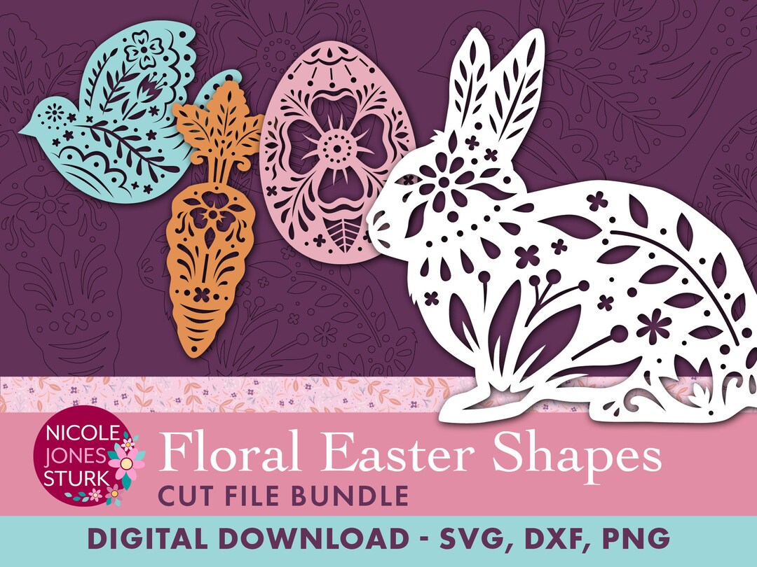 Spring Easter Shapes Floral Easter Shapes / Cut File Bundle / Spring Craft for Cutting ...