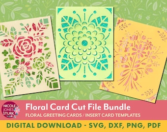 Floral Card SVG cut files bundle / insert card / greeting card / svg, png, dxf, pdf / digital / instant download