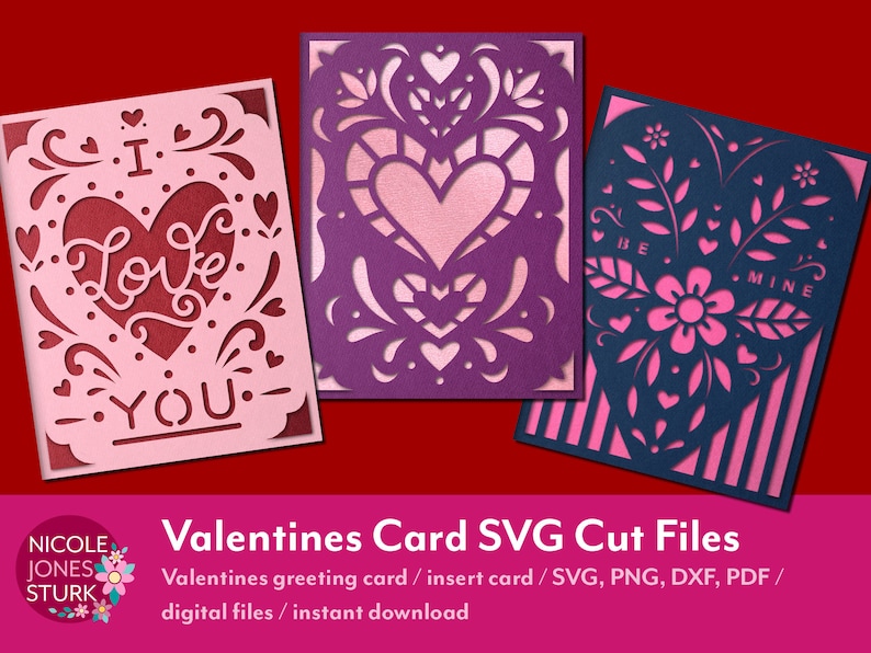 Valentines Card SVG cut files bundle / insert cards / greeting cards / svg, png, dxf, pdf / digital / instant download image 1