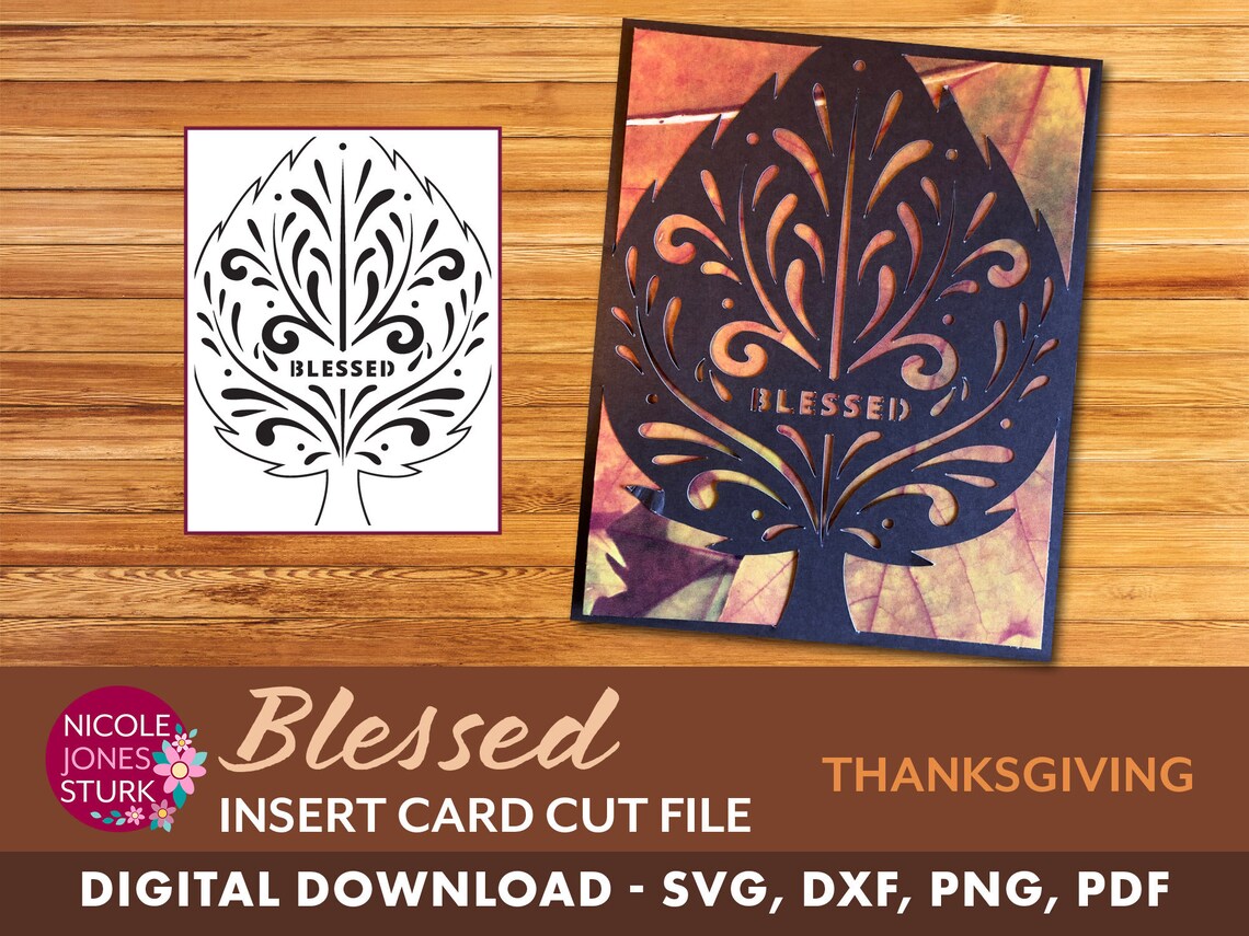 Blessed Insert Card Cut File / Thanksgiving Greeting Card Template ...