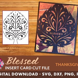 Blessed Insert Card cut file / Thanksgiving greeting card template / insert card cut file / svg, png, dxf, pdf / digital / instant download