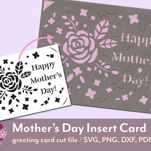 Tarjeta de inserción del día de la madre SVG archivo cortado / tarjeta de inserción / archivos cortados de tarjeta de felicitación / svg, png, dxf, pdf / archivos digitales / descarga instantánea