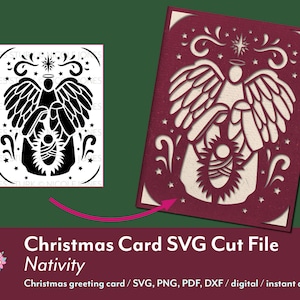 Christmas Card SVG cut file - Nativity / insert card / Christmas greeting card / svg, png, dxf, pdf / digital download / instant download