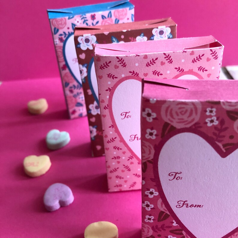Valentines Heart Candy Boxes / printable craft / PDF and PNG / digital files / instant download image 5