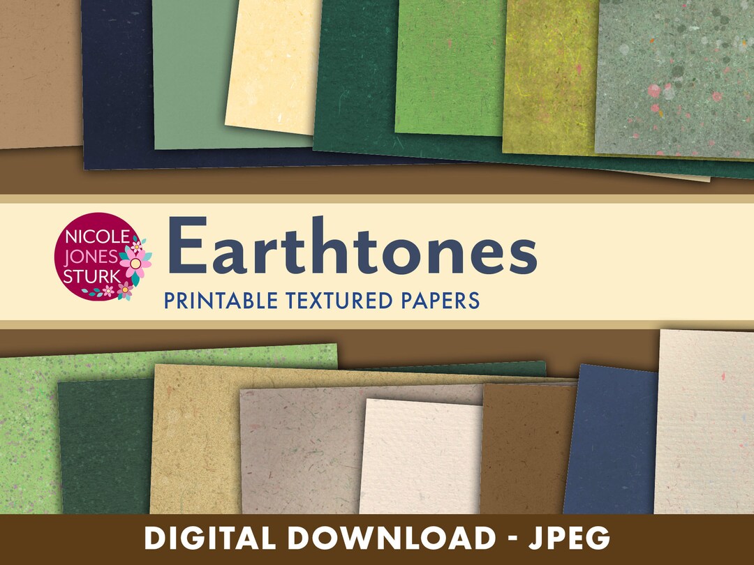 Earthy Note Papper Earthtones Printable Textured Paper / Neutral Scrapbook Paper / Natural ...