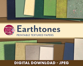 Earthtones printable textured paper / neutral scrapbook paper / natural textures / jpeg / digital / instant download
