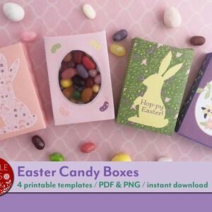 Cajas de Dulces de Pascua / artesanía imprimible / plantilla de caja / artesanía de Pascua / PDF y PNG / archivos digitales / descarga instantánea