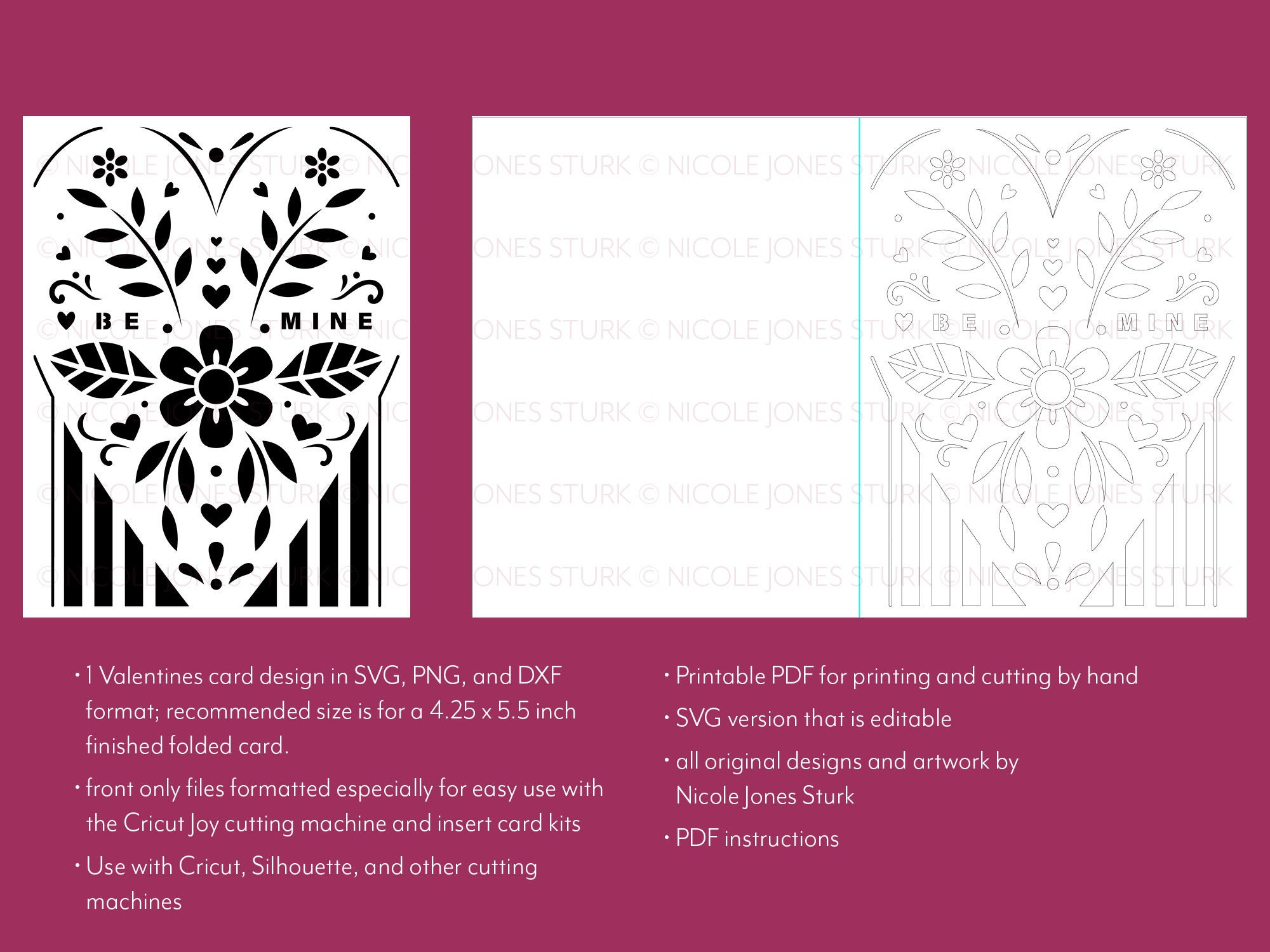 Valentines Card SVG Cut File - Be Mine / Insert Card / Greeting Card ...