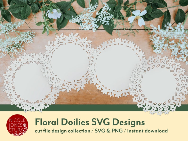 Floral Doilies SVG Designs / cut file design collection / SVG & PNG / digital files / instant download image 1