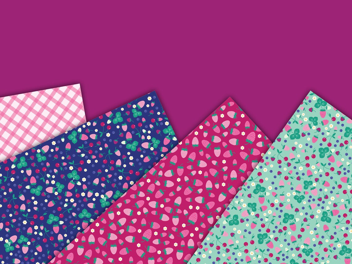 Summer Berry Picnic printable paper / berry scrapbooking paper Etsy