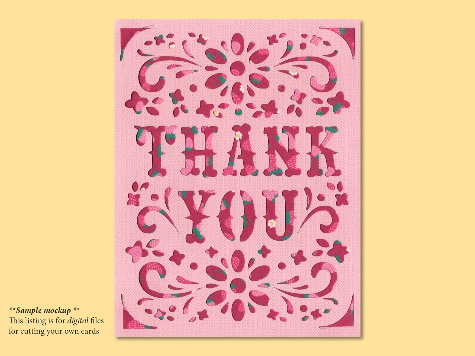 Thank You Card SVG Cut Files Bundle / Floral Insert Card / Etsy