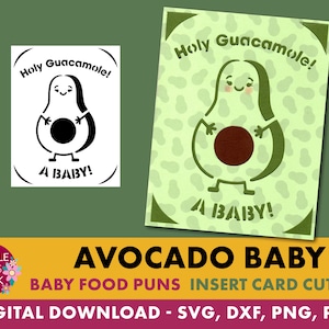 Aguacate bebé insertar tarjeta corte archivo / plantilla de tarjeta SVG / tarjeta de ducha de bebé / svg, png, dxf, pdf / digital / descarga instantánea