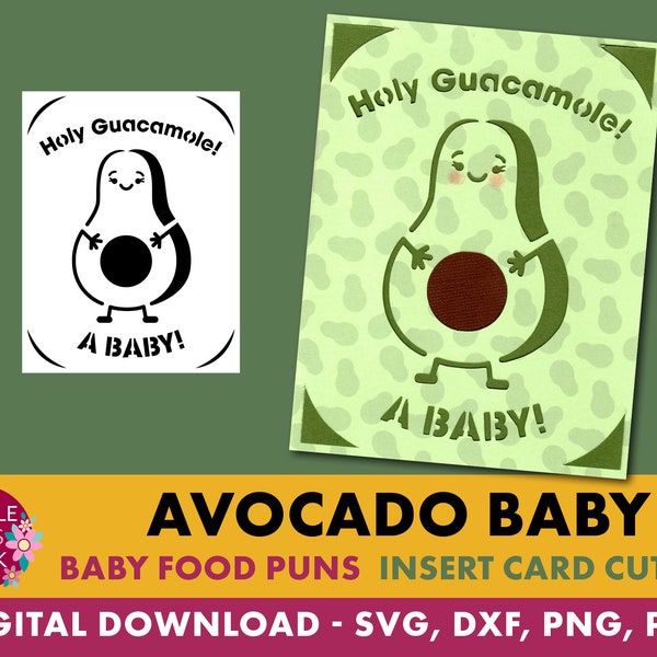 Avocado Baby insert card cut file / SVG card template / baby shower card / svg, png, dxf, pdf / digital / instant download