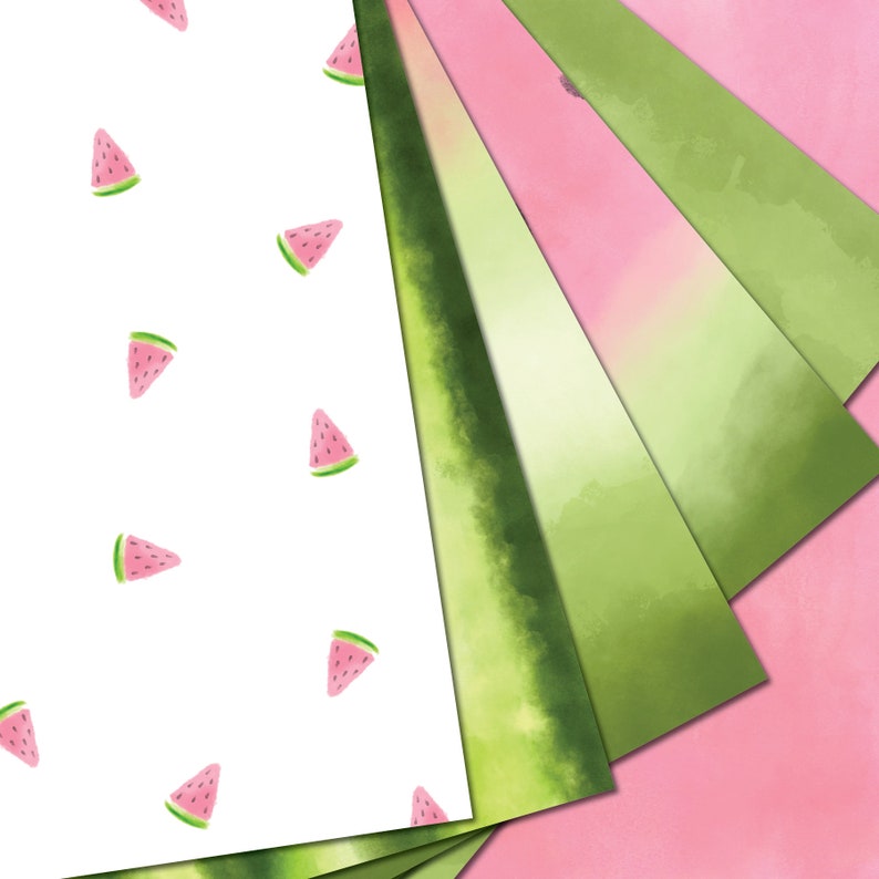 Download Watercolor Watermelon Paper / digital scrapbook paper set ...
