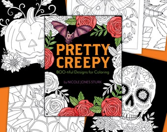 PRETTY CREEPY: Boo-tiful Designs for Coloring / printable Halloween adult coloring pages / digital coloring for Procreate