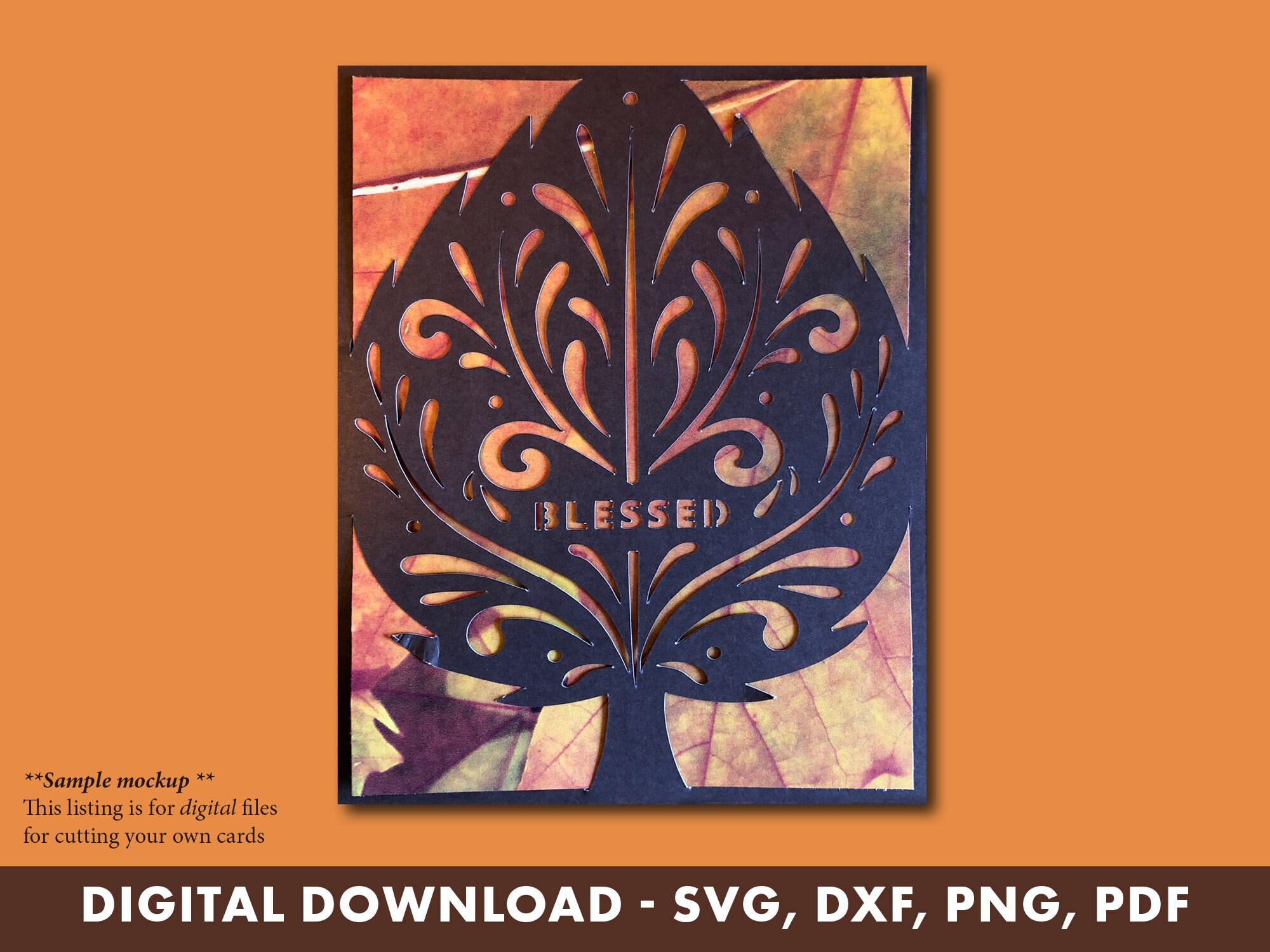 Blessed Insert Card Cut File / Thanksgiving Greeting Card Template ...