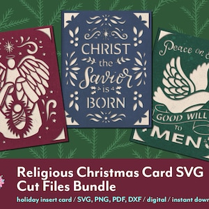 Religiöse Weihnachtskarte SVG geschnitten Dateien Bundle / Einlegekarten / Weihnachtsgrußkarten / svg, png, dxf, pdf / digital / sofortiger Download