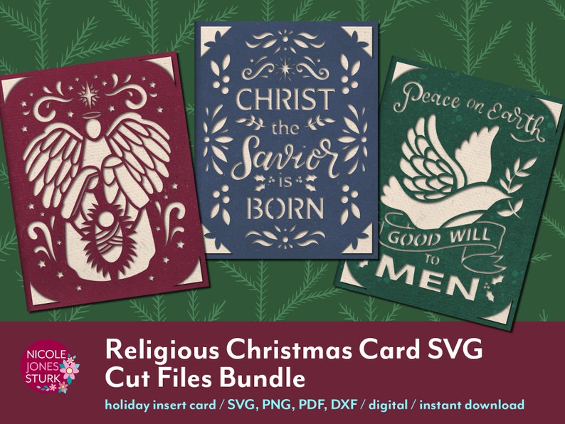 Religious Christmas Card SVG Cut Files Bundle / Insert Cards / Etsy
