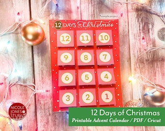 12 Days of Christmas / cute printable Christmas advent calendar / PDF / Cricut / instant download