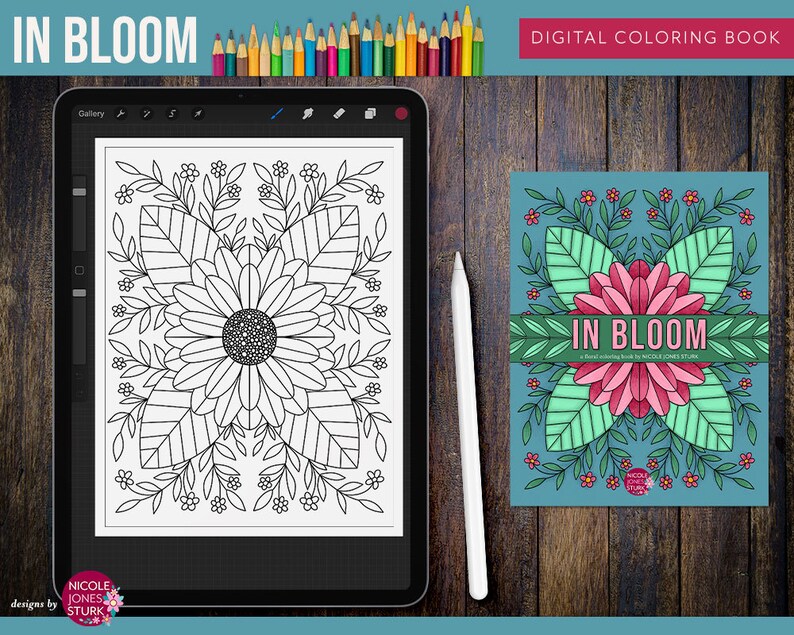 In Bloom Digital Coloring Book / Adult Coloring / Printable Coloring ...