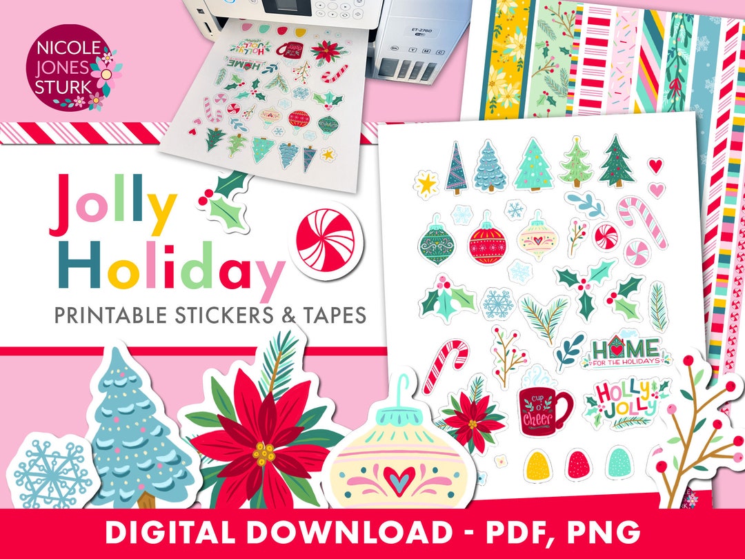 Jolly Holiday Printable Stickers and Tapes / Christmas Stickers ...