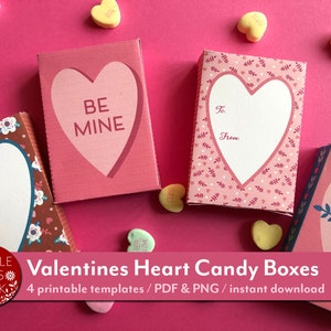 Valentines Heart Candy Boxes / printable craft / PDF and PNG / digital files / instant download image 1