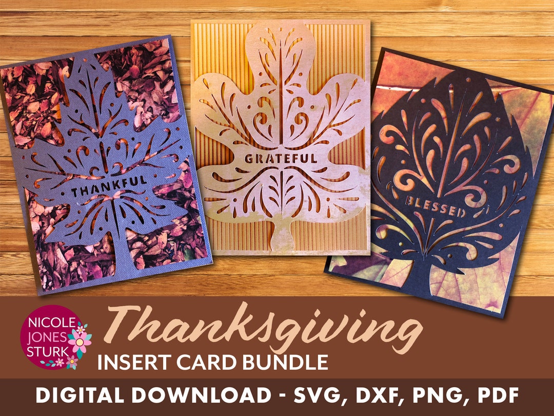 Thanksgiving Insert Card Bundle / Autumn Greeting Card Templates ...