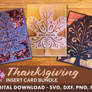 Thanksgiving Insert Card Bundle / modèles de cartes de vœux d’automne / insérer des fichiers coupés de cartes / svg, png, dxf, pdf / numérique / téléchargement instantané