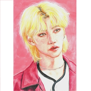 Felix (Stray Kids) portrait handgemachte Zeichnung kpop Wall Art Decor