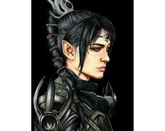 Baldur's Gate 3 Shadowheart portrait dessin fait main Art mural déco