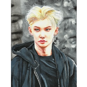 Felix (Stray Kids)  portrait handmade drawing kpop Wall Art Decor