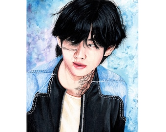BTS V "ON"  portrait handmade drawing kpop Wall Art Decor