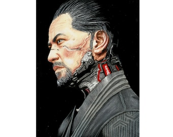 サイバーパンク2077 竹村悟朗 肖像画 手作り 壁飾り