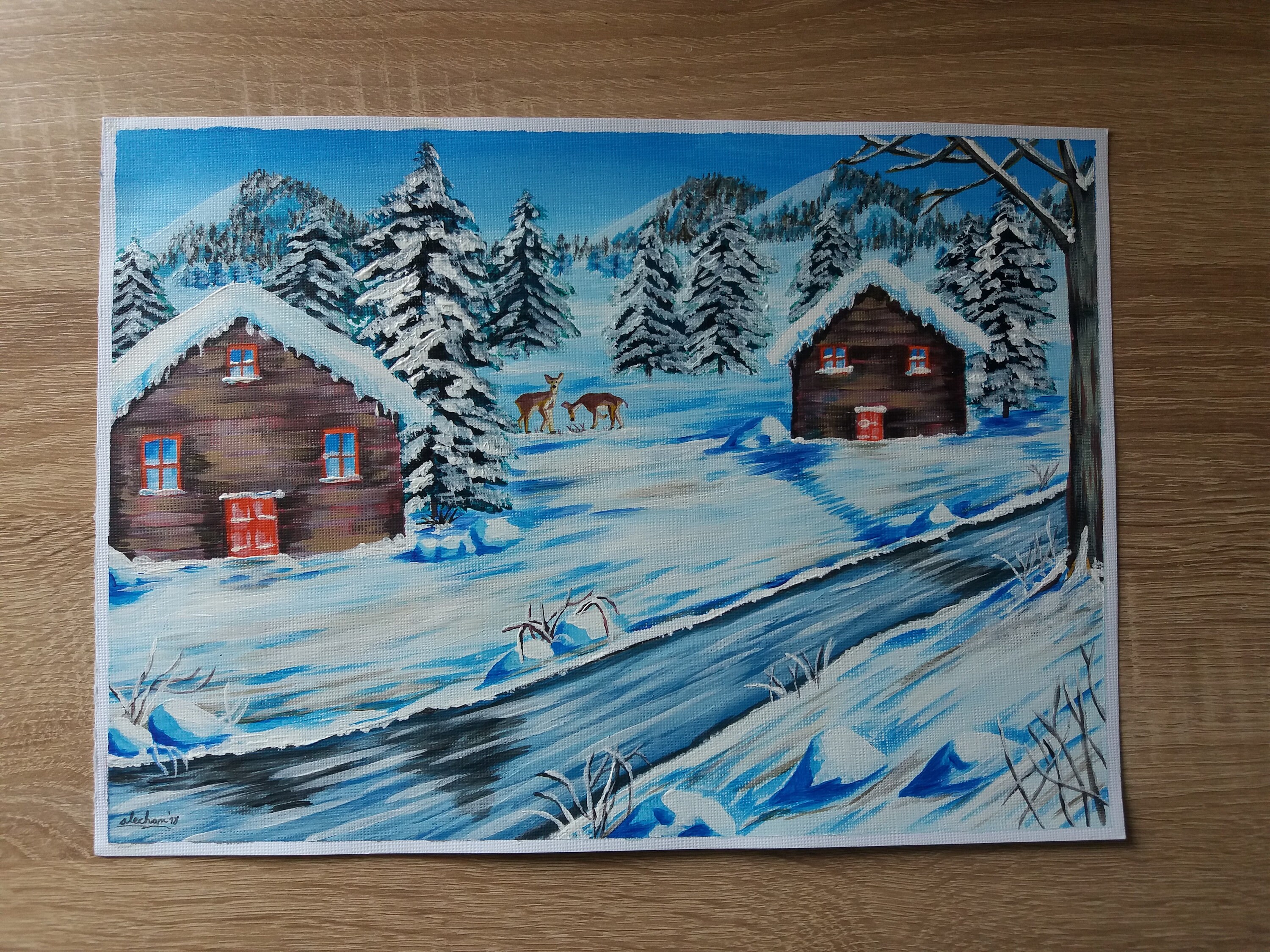 Grande Tapisserie Murale Vintage Cerf - Décor Cabine 48x71, état Excellent, Made In Italy