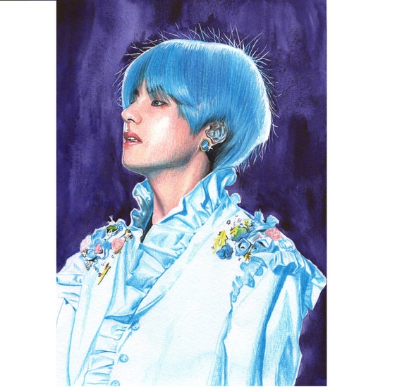 Buy BTS V Portrait Handmade Drawing Kpop Wall Art Decor