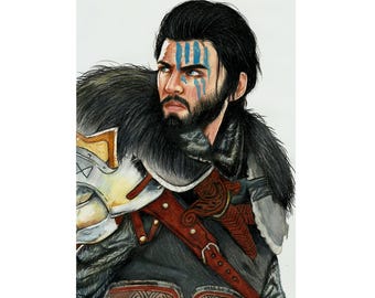 Ritratto di Kliff nel deserto cremisi, disegno fatto a mano, decorazione da parete.