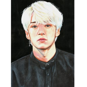 Monsta X Lee Minhyuk portrait handgemachte Zeichnung kpop Wall Art Decor