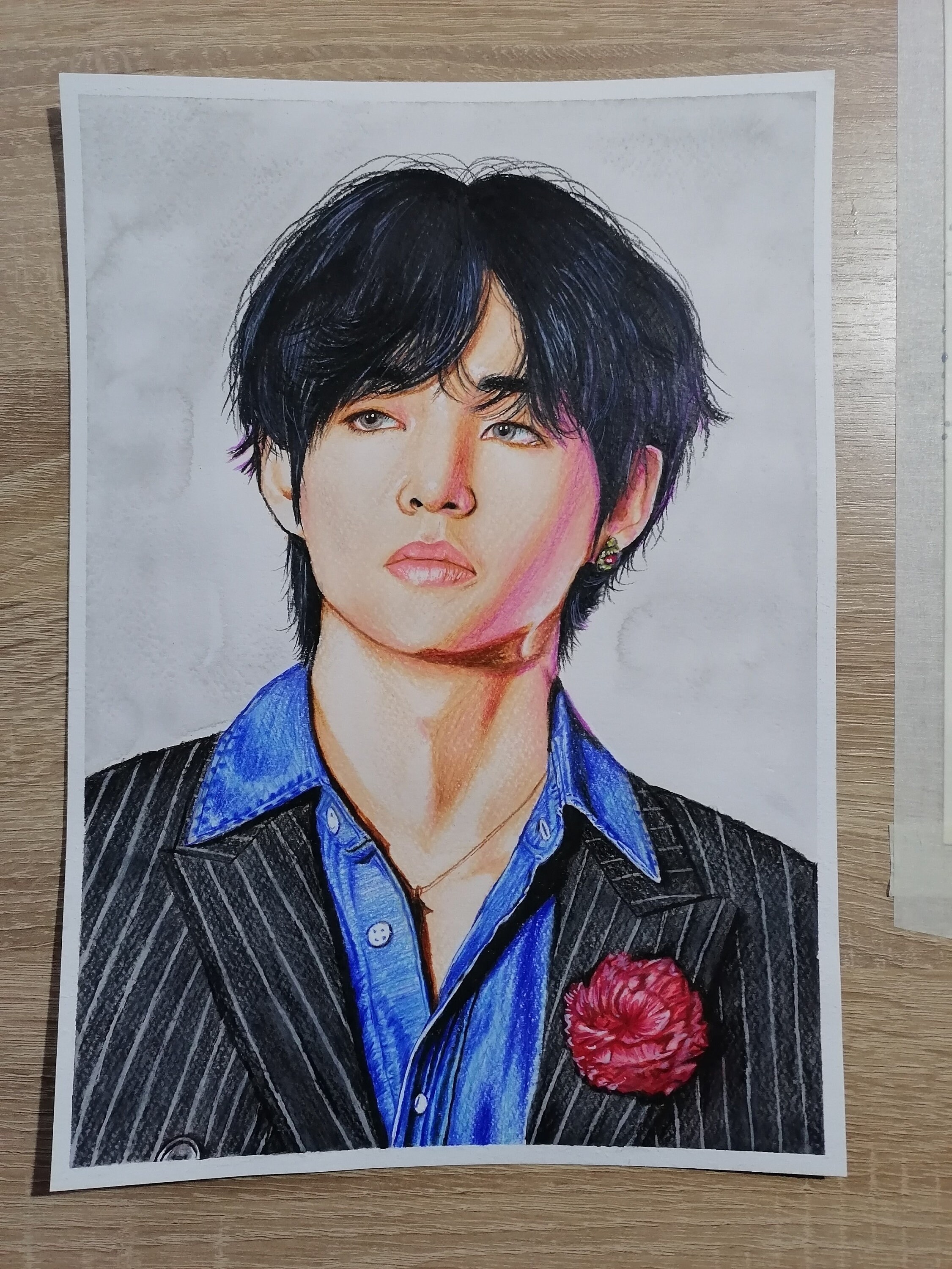 BTS V Portrait Handmade Drawing Kpop Wall Art Decor 9 Etsy