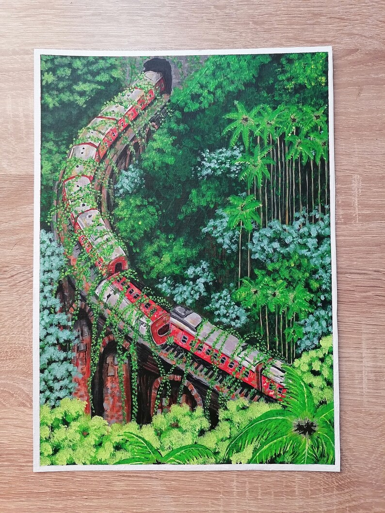 Jungle Acrylic Painting Greenery Wall Art for Living Room Original