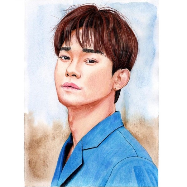 Chen EXO portrait fait à la main dessin kpop Wall Art Decor