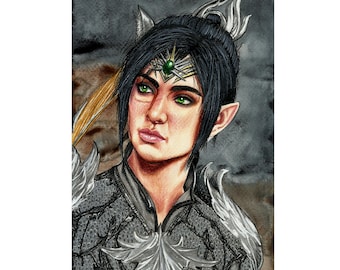 Baldur's Gate 3 Shadowheart retrato feito à mão desenho arte de parede decoração