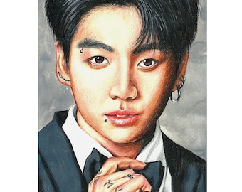 Jungkook BTS Portrait Handmade Drawing Kpop Wall Art Decor - Etsy