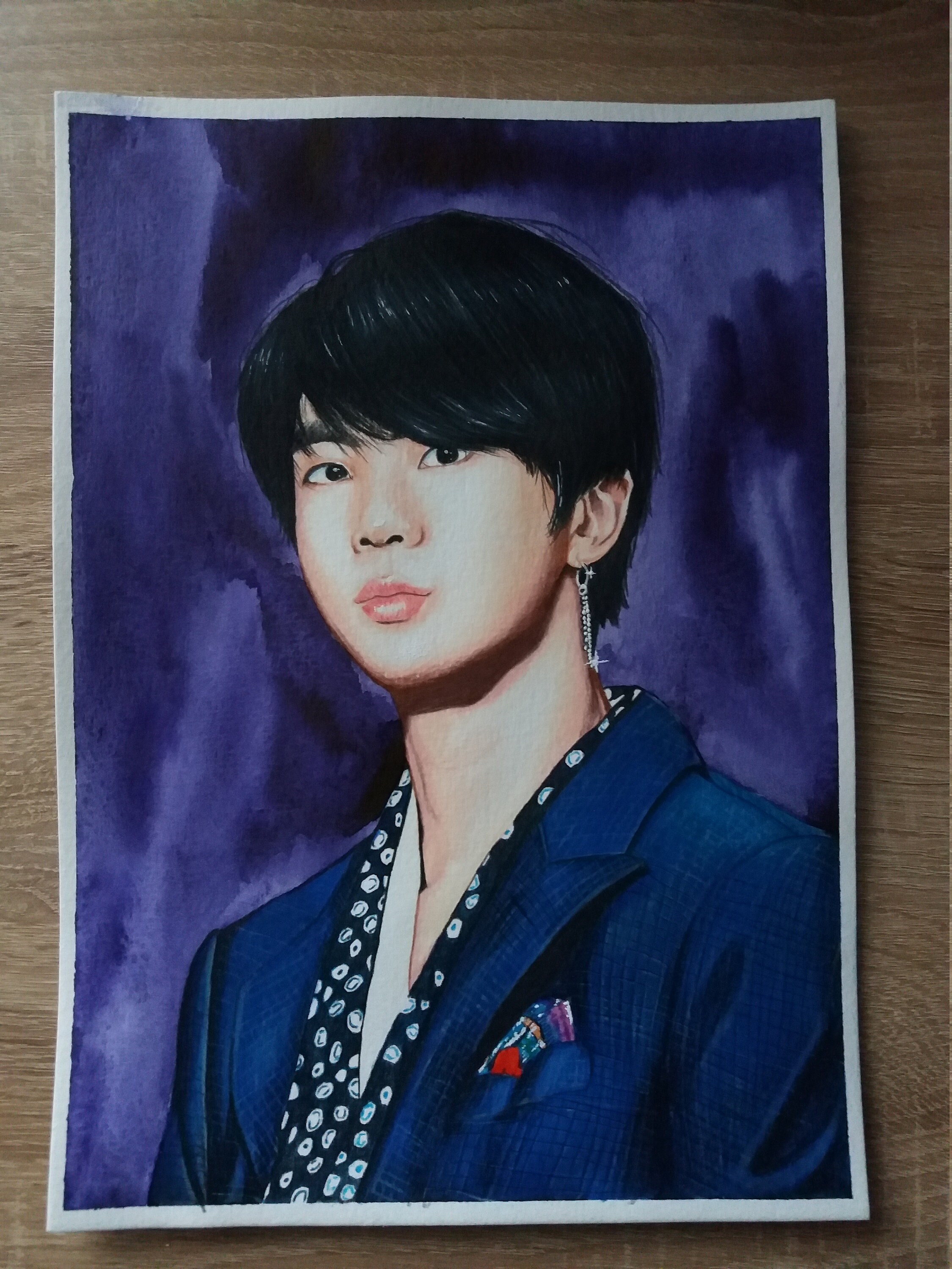 BTS Jin Kim Seok-jin Portrait Handmade Drawing Kpop Wall Art Decor