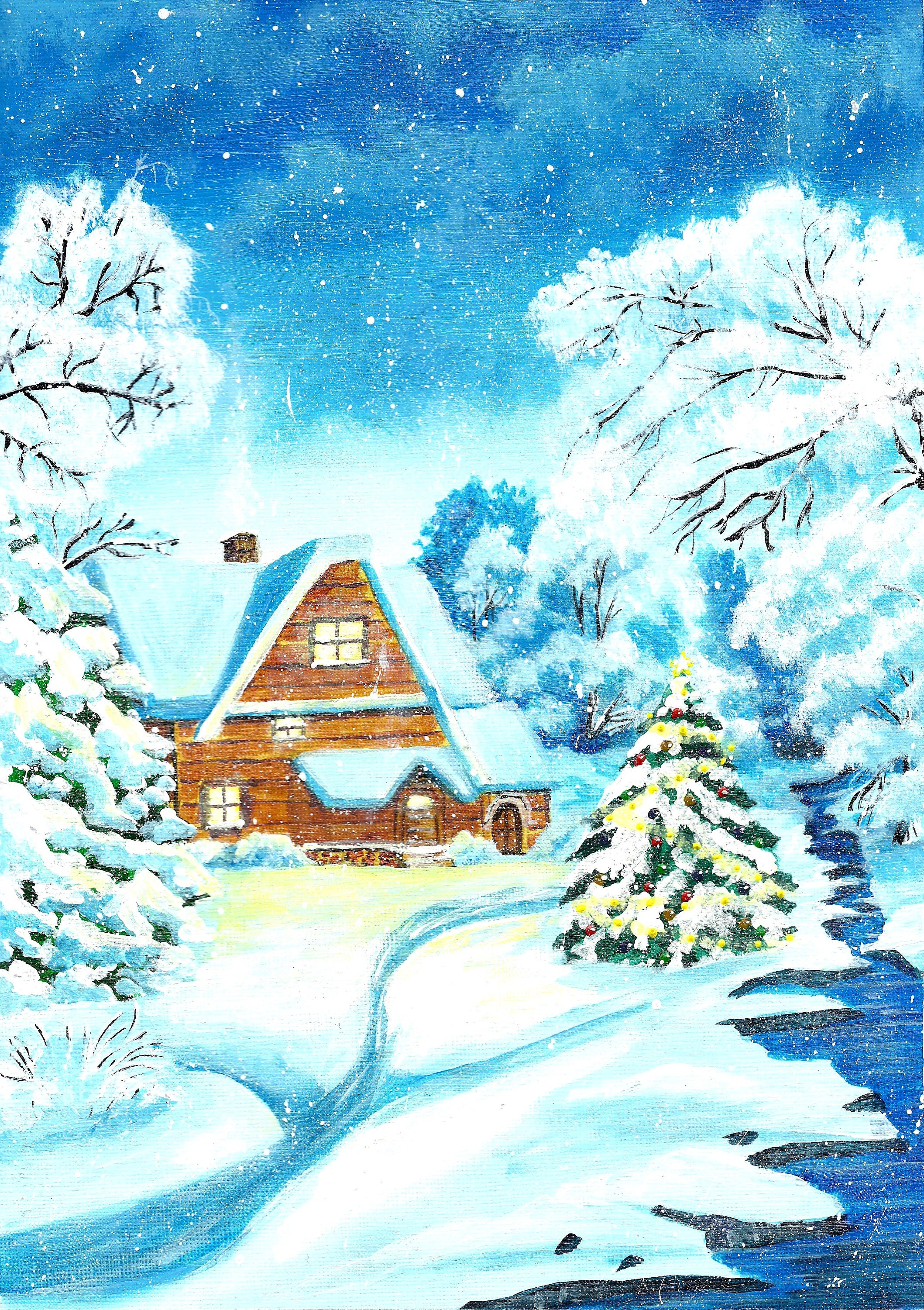 Winter Christmas Painting Landscape Acrylic Wall Art for Living Room Xmas  Entryway Wall Decor - Etsy Israel, image size:2117x3000