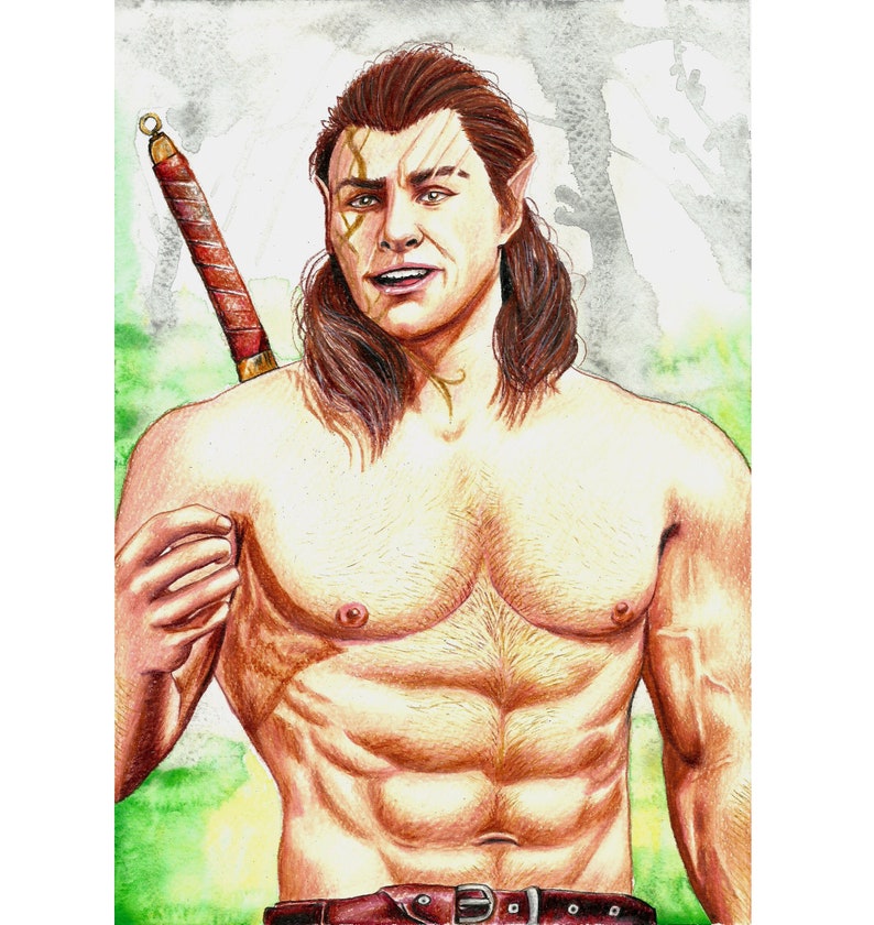 Baldur's Gate 3 Halsin retrato feito à mão desenho arte de parede decoração imagem 1