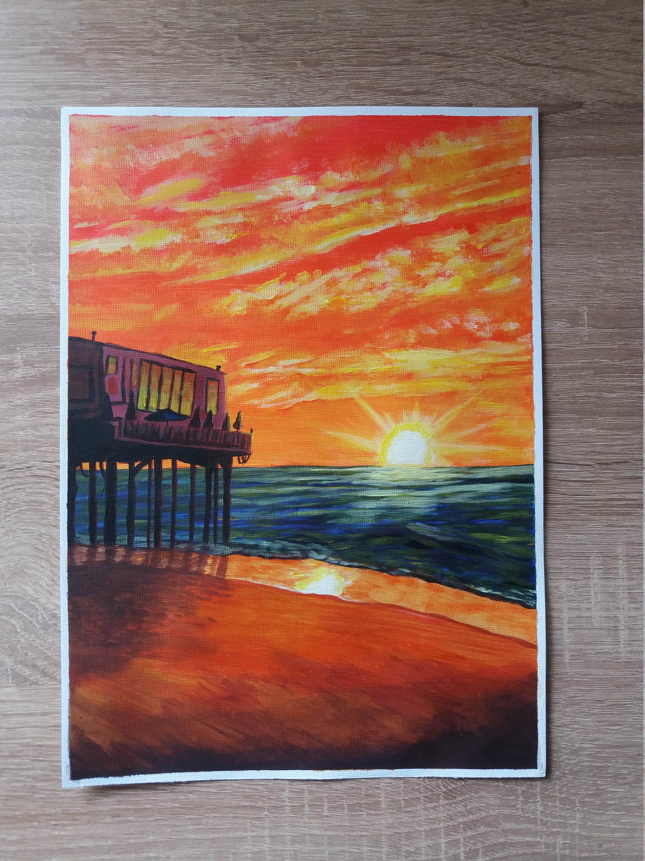 Painting Sunset Beach Acrylic Wall Art for Living Room Entryway